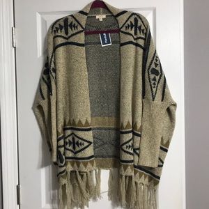 NWT Aztec Cardigan with Fringe